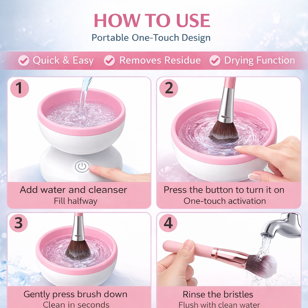 Electric Makeup Brush Cleaner & Dryer for Fast, Hygienic Cleaning