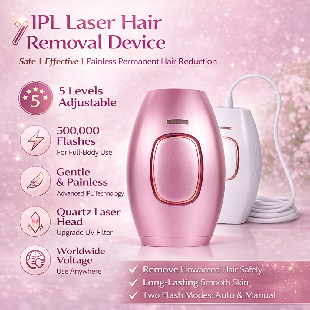 IPL Hair Removal Device for Painless At-Home Hair Reduction