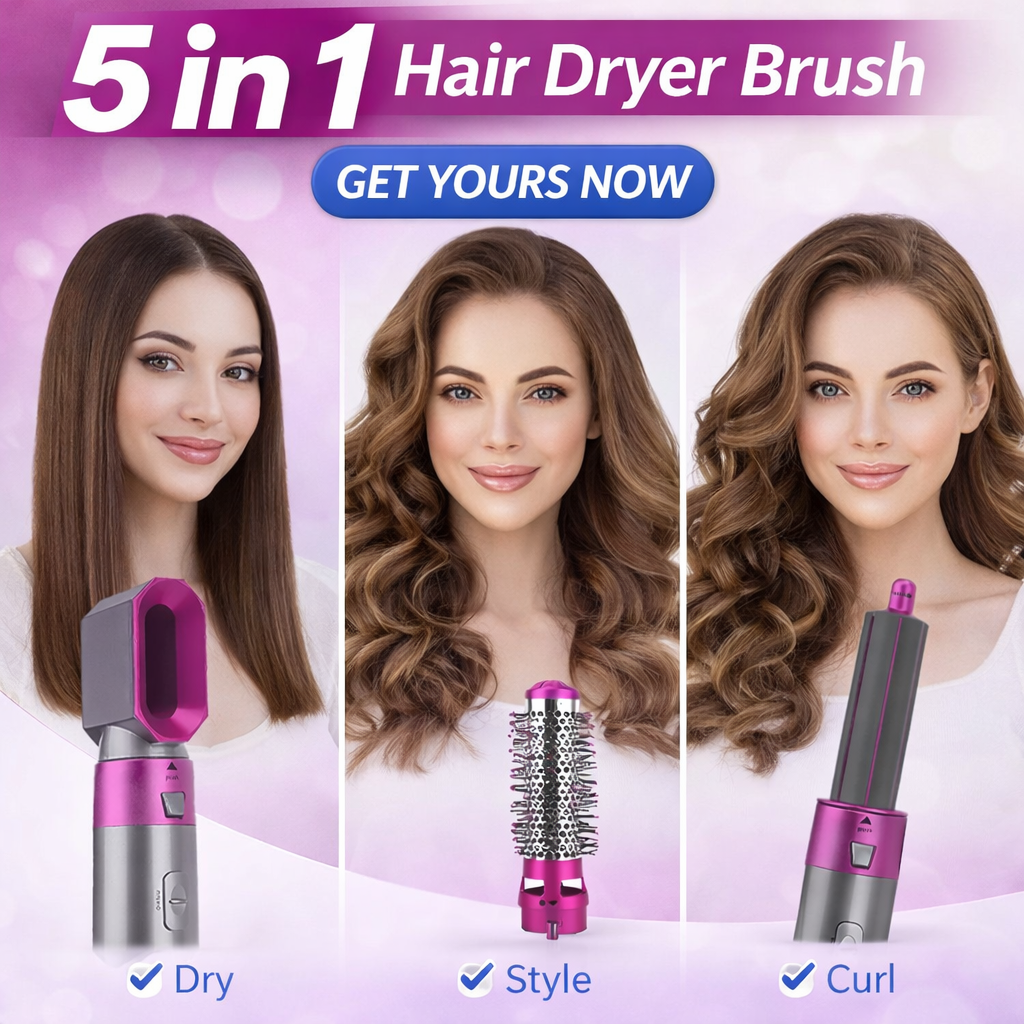 5-in-1 Hot Air Brush Hair Dryer for Smooth & Voluminous Styling