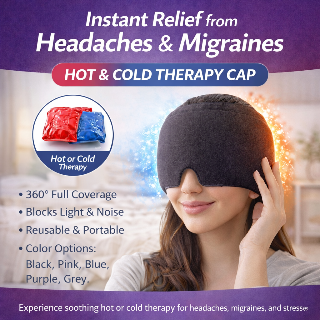 Hot & Cold Migraine Relief Cap for Headache, Stress & Eye Pain