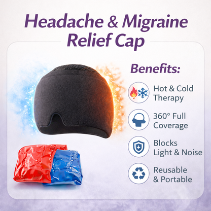 Hot & Cold Migraine Relief Cap for Headache, Stress & Eye Pain