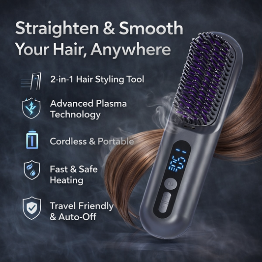 2 in 1 Cordless Hair Straightener Brush