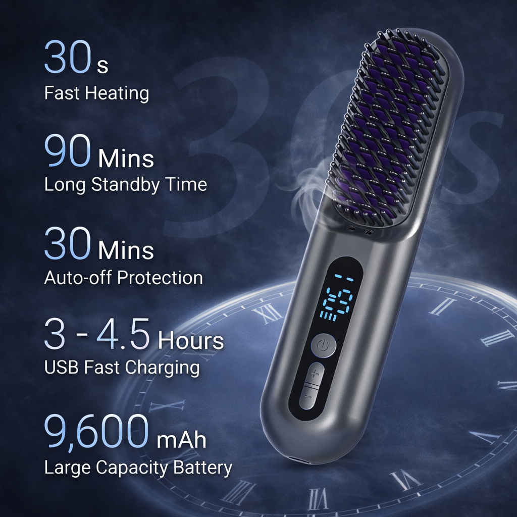 2 in 1 Cordless Hair Straightener Brush