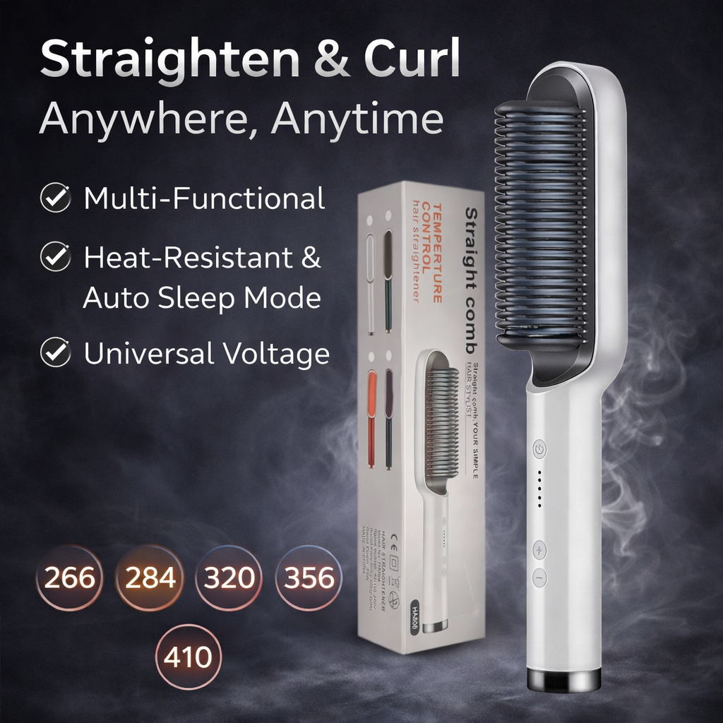 2-in-1 Hair Straightener & Curler for Easy Styling Anywhere